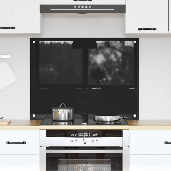 vidaXL Kjøkkenbakplate Svart 80 x 60 cm herdet glass