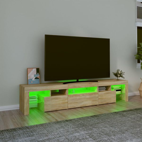 vidaXL TV-benk med LED-lys sonoma eik200 x 36,5 x 40 cm