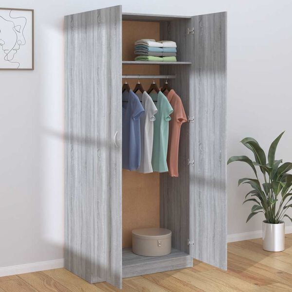 vidaXL Garderobe gr&aring; sonoma 90x52x200 cm konstruert tre