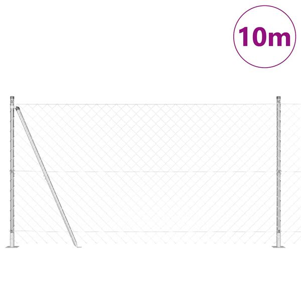 vidaXL Gjerdep&aring;le s&oslash;lv 10 x 1,2 m (60 x 60 mm netting) St&aring;l