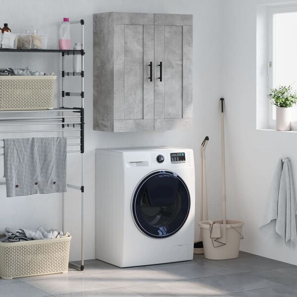 vidaXL Veggskap betonggr&aring; 69,5x34x90 cm konstruert tre