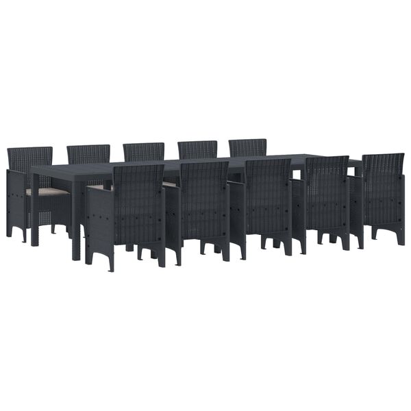 vidaXL Hage Spisegruppe med pute 11 pcs Antrasitt Poly rattan