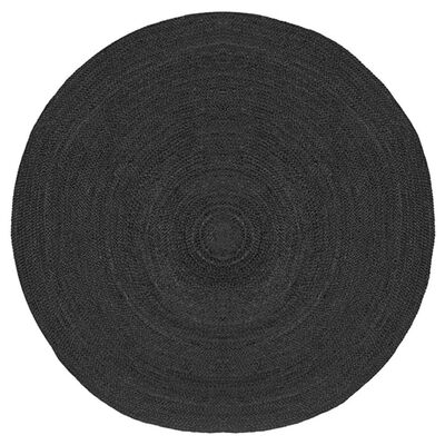 LABEL51 Teppe Jute rund 180x180 cm XXL svart