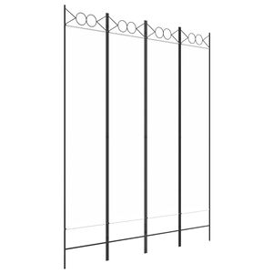 vidaXL Romdeler 4 paneler hvit 160x200 cm stoff