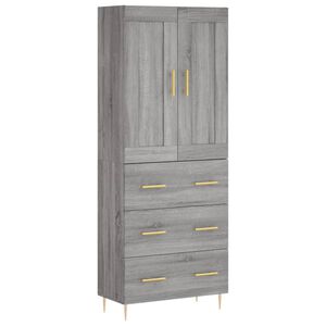 vidaXL Highboard gr&aring; sonoma 69,5x34x180 cm konstruert tre