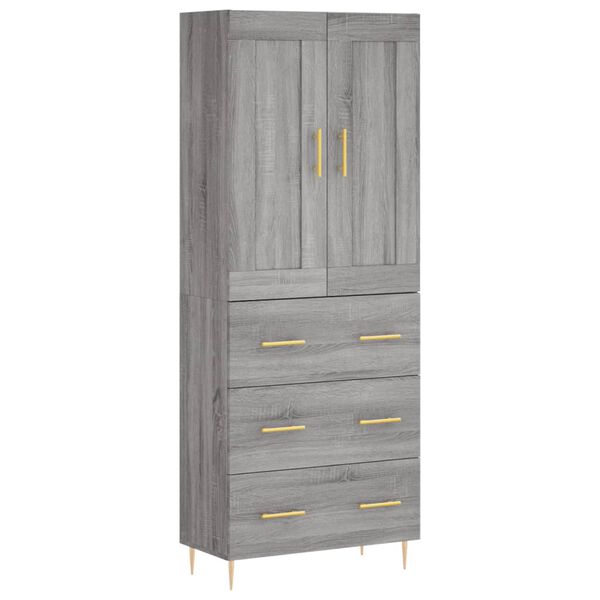 vidaXL Highboard gr&aring; sonoma 69,5x34x180 cm konstruert tre