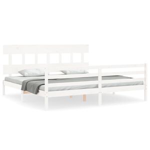 vidaXL Sengeramme med hodegavl hvit 200x200 cm heltre