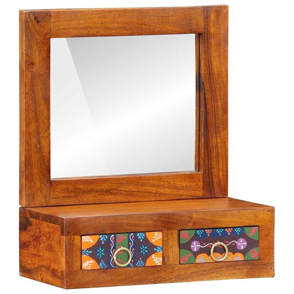 vidaXL Veggskap med skuff Brun 40 x 20 x 50 cm Massivt akasietre