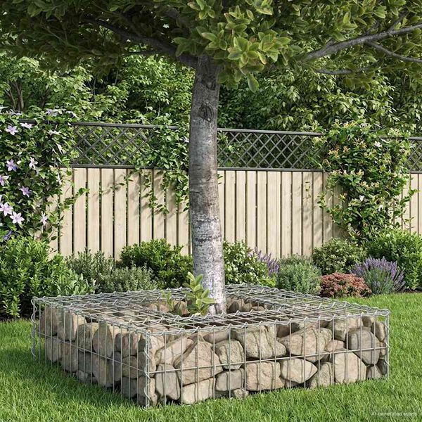 vidaXL Gabion hevet seng s&oslash;lv 80 x 80 x 12 cm Galvanisert St&aring;l