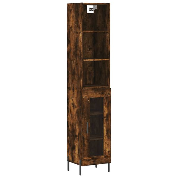 vidaXL Highboard r&oslash;kt eik 34,5x34x180 cm konstruert tre