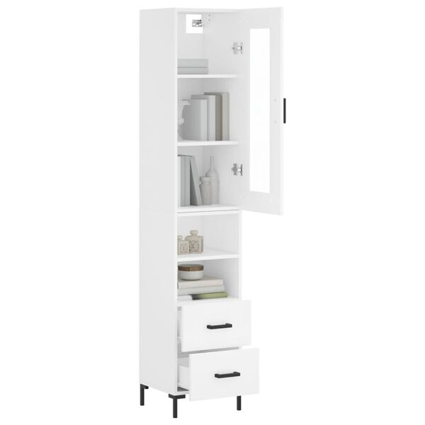 vidaXL Highboard hvit 34,5x34x180 cm konstruert tre