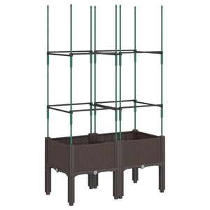 vidaXL Plantekasse med espalier brun 80x40x142,5 cm PP