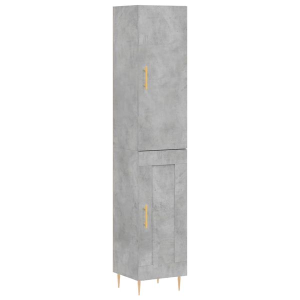 vidaXL Highboard betonggr&aring; 34,5x34x180 cm konstruert tre