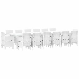 vidaXL Hage Spisegruppe 15 stk. Hvit Polt rattan