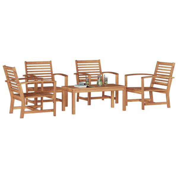 vidaXL Hagesofa Set 5 pcs Naturlig Massivt Teaktre