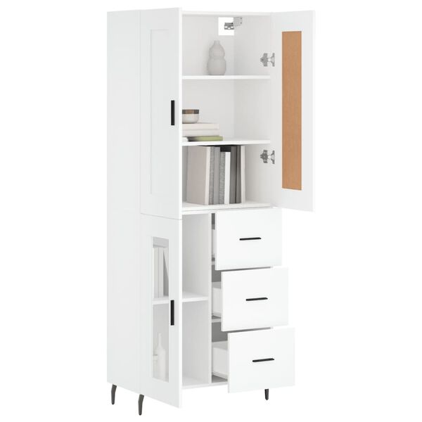 vidaXL Highboard hvit 69,5x34x180 cm konstruert tre
