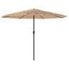 vidaXL Hageparasoll med LED med st&aring;lstang brun 388x388x248 cm