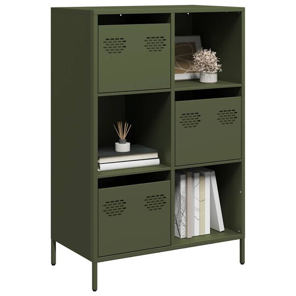 vidaXL Highboard olivengrønn 68x39x103,5 cm stål
