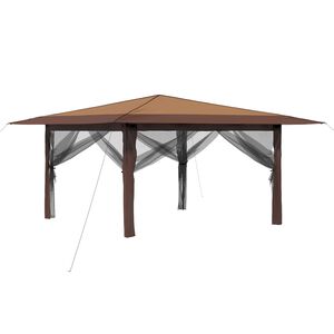 vidaXL Gazebo med 4 sidevegger 4 x 4 m Beige og Brun