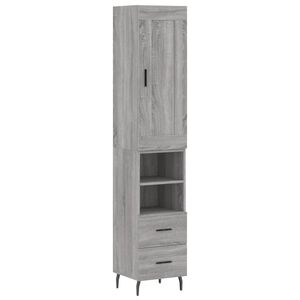 vidaXL Highboard gr&aring; sonoma 34,5x34x180 cm konstruert tre