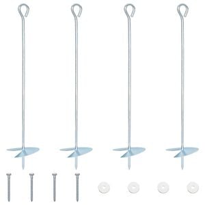 vidaXL Jordanker 4 pcs S&oslash;lv &Oslash;10 x 50 cm Galvanisert metall