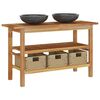 vidaXL Baderomshylle med svarte marmorvasker heltre teak