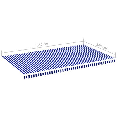 vidaXL Erstatningsduk for markise blå og hvit 6x3,5 m