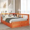 vidaXL Seng med bokhylle uten madrass voksbrun 135x190 cm heltre furu