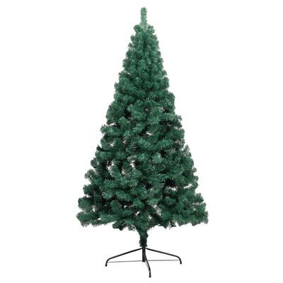vidaXL Forhåndsbelyst kunstig halvt juletre med kulesett grønn 180 cm