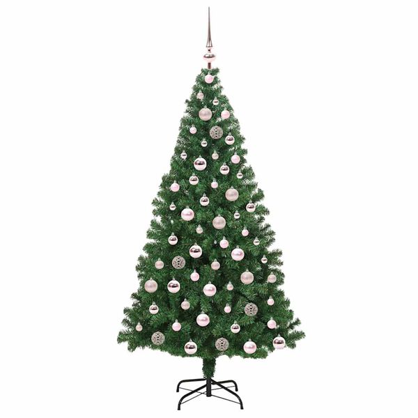 vidaXL Kunstig juletre med 300 LED gr&oslash;nn 180 cm PVC og St&aring;l og Plast