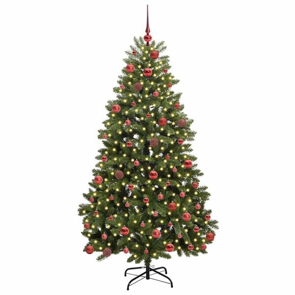 vidaXL Kunstig juletre med 300 LED grønn 180 cm PVC og metall