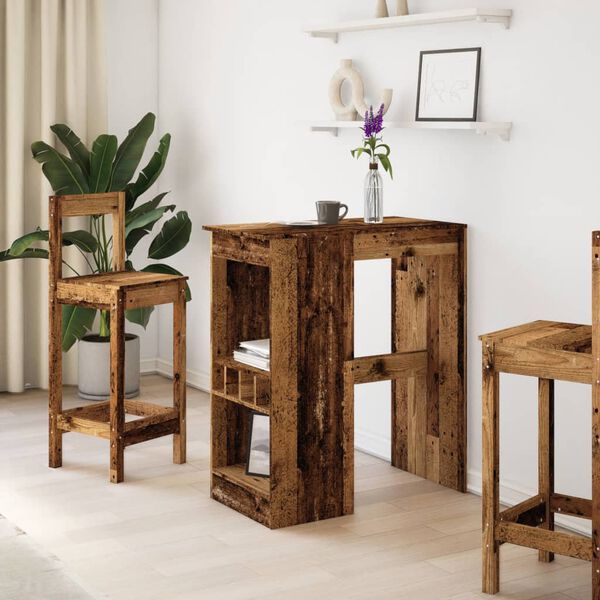 vidaXL Barbord med stativer gammelt tre 90x47,5x103,5cm konstruert tre