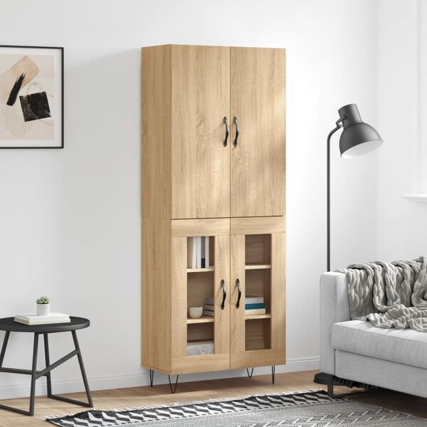 vidaXL Highboard sonoma eik 69,5x34x180 cm konstruert tre