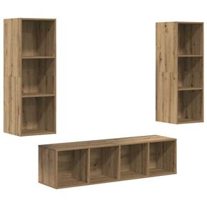 vidaXL TV-benksett Veggmontert 3 pcs Artisan Eik Konstruert tre