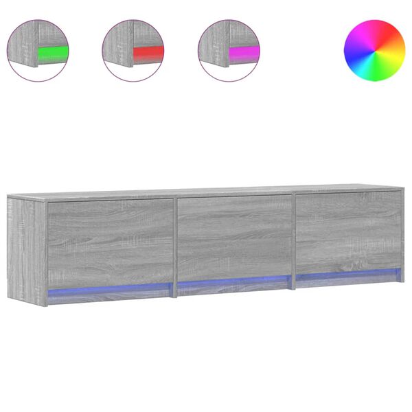 vidaXL TV-skap med LED Gr&aring; Sonoma 165 x 34 x 40 cm Konstruert tre