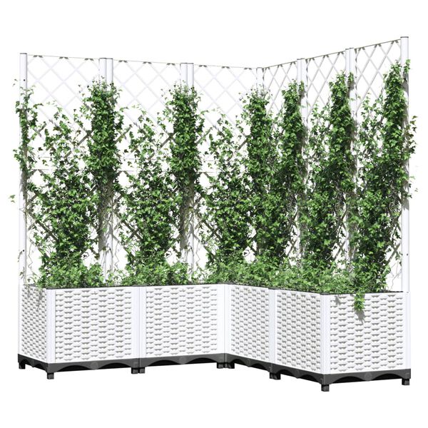vidaXL Plantekasse med espalier hvit 120x120x136 cm PP