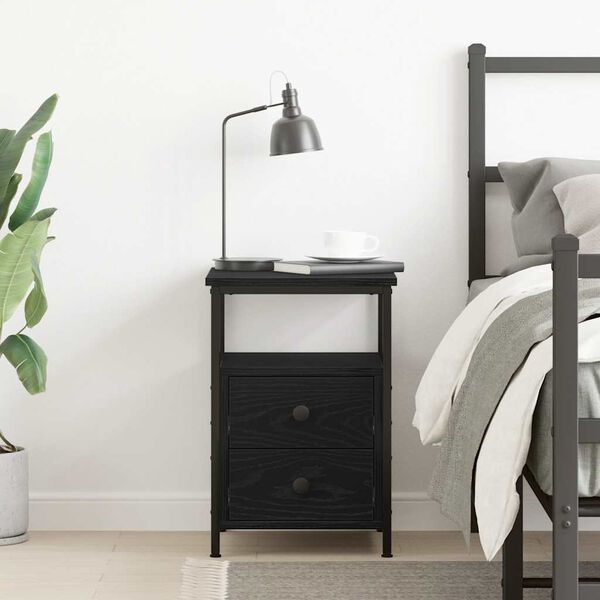 vidaXL Nattbord svart eik 34x35,5x50 cm konstruert tre