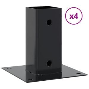 vidaXL Stolpebunner firkantet 4 stk 71x71 mm pulverlakkert st&aring;l