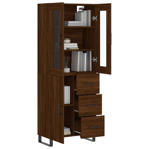 vidaXL Highboard brun eik 69,5x34x180 cm konstruert tre
