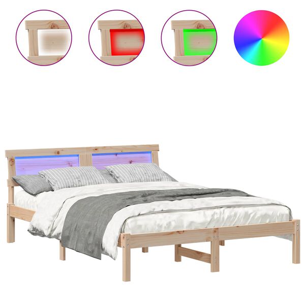 vidaXL Sengestamme med hodegjerde Brun 140 x 190 cm Massiv furu