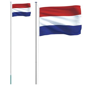 vidaXL Nederlandsk flagg og stang 6,08 m aluminium