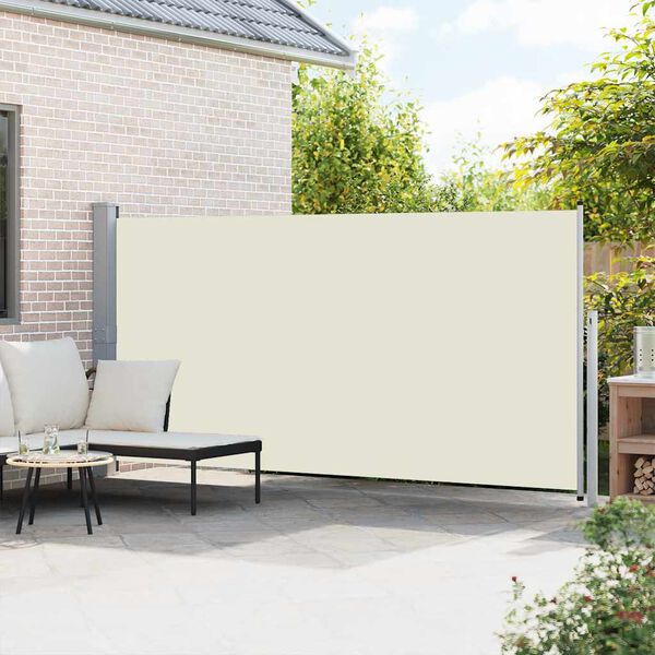vidaXL Uttrekkbar sidemarkise 160 x 500 cm kremhvit