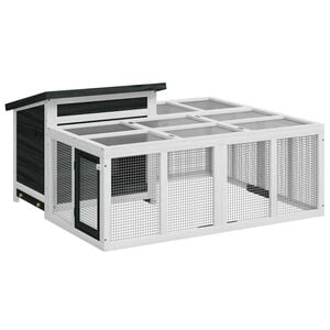 vidaXL Kaninbur gr&aring; 144x123x67,5 cm heltre furu