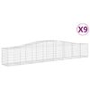 vidaXL Gabionkurver buede 9 stk 400x50x60/80 cm galvanisert jern