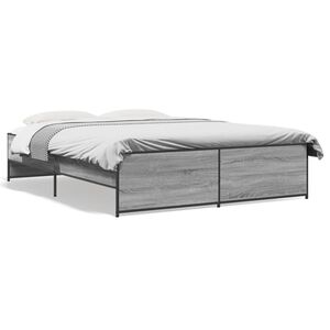 vidaXL Sengeramme gr&aring; sonoma 150x200 cm konstruert tre og metall