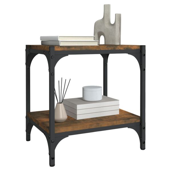 vidaXL TV-benk røkt eik 40x33x41 cm konstruert tre og stål