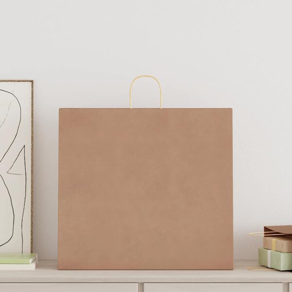 vidaXL Papirposer 250 stk med håndtak brun 54x15x49 cm