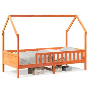vidaXL Barneseng med tak voksbrun 90x200 cm heltre furu