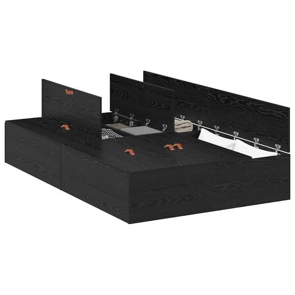 vidaXL Seng med lagring Svart Eik 120 x 190 cm Konstruert tre