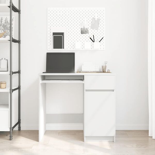 vidaXL Skrivebord hvit 86x49x76 cm konstruert tre